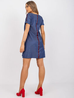 Dames Denim Blauwe Mini Jurk met Korte Mouwen